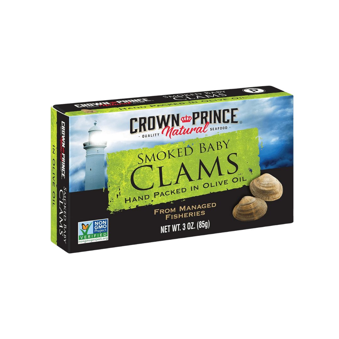 Smoked Baby Clams in Olive Oil Crown Prince Natural